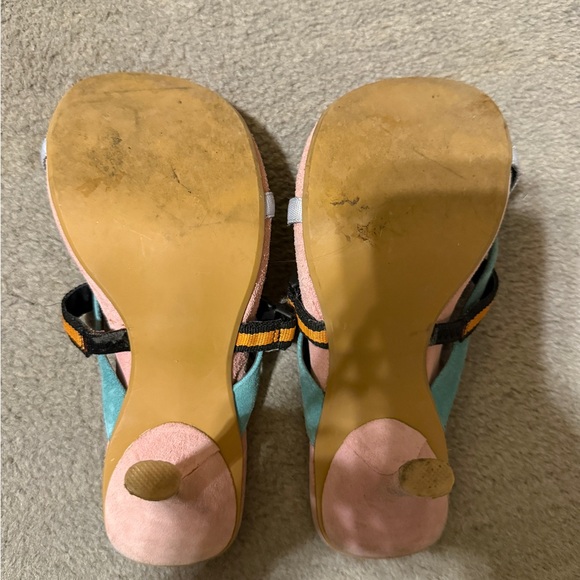 Dollhouse Women's Pink and Teal Sandals - Picture 5 of 6